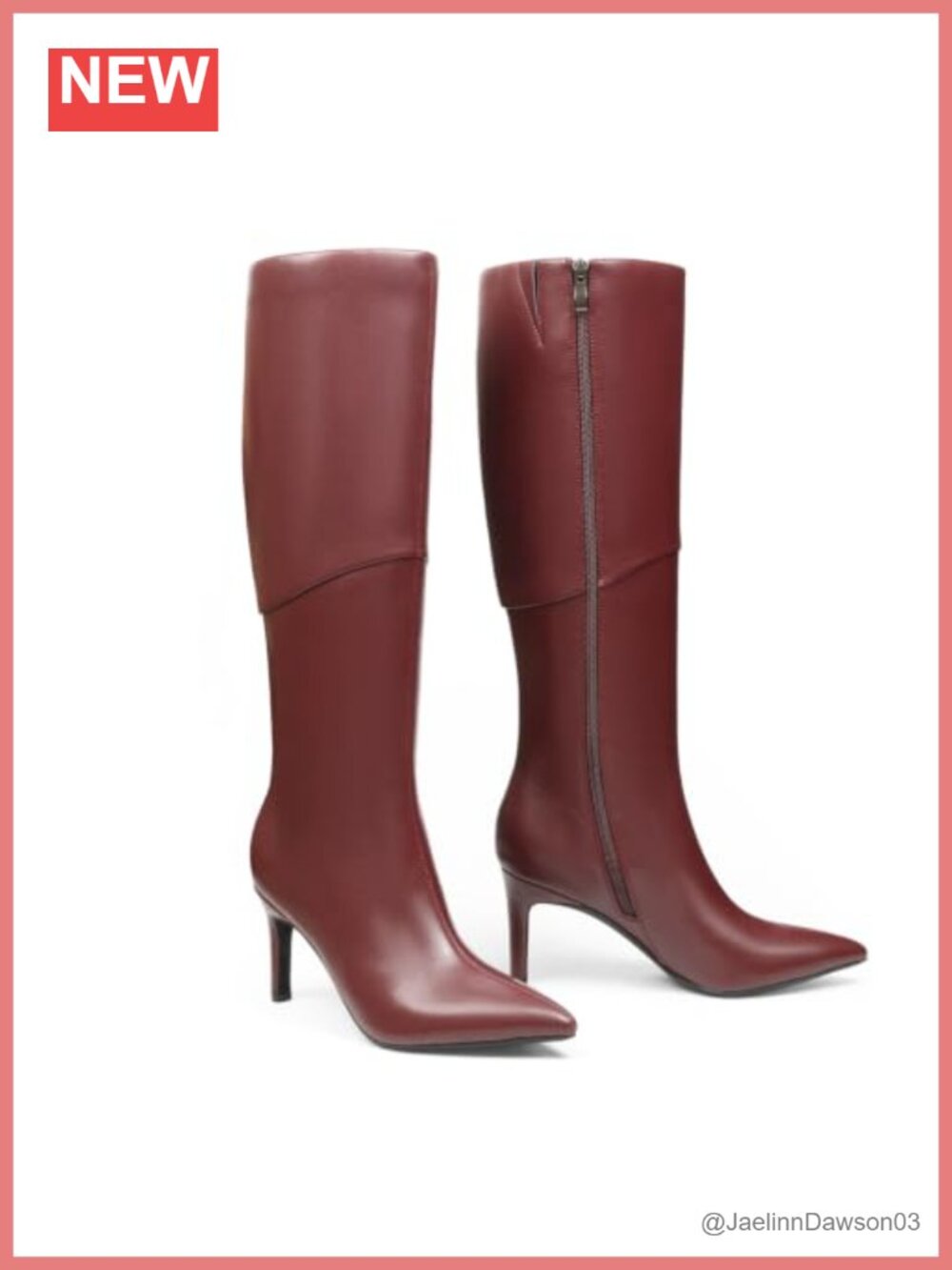 Faux Leather Kitten Heel Pointed Toe Knee High Boots for Women